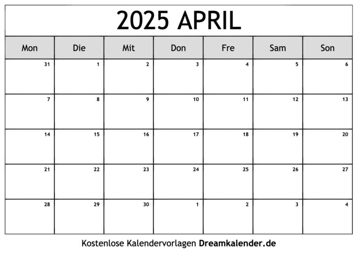 Kalender Februar März April 2025