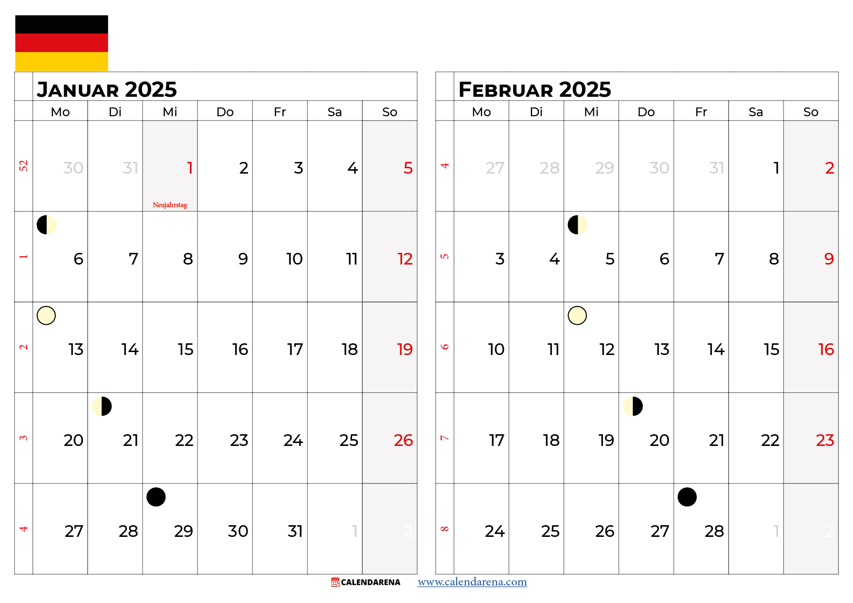 Kalender Februar 2025 Deutschland | Kalender Dezember Januar Februar 2025