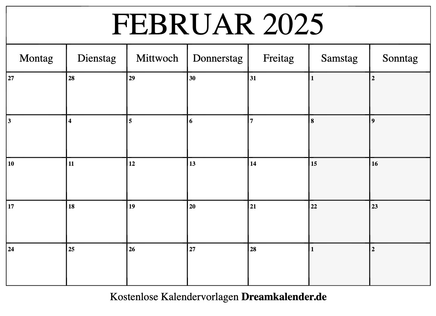 Kalender Februar 2025 | Februar 2025 Kalender Drucken