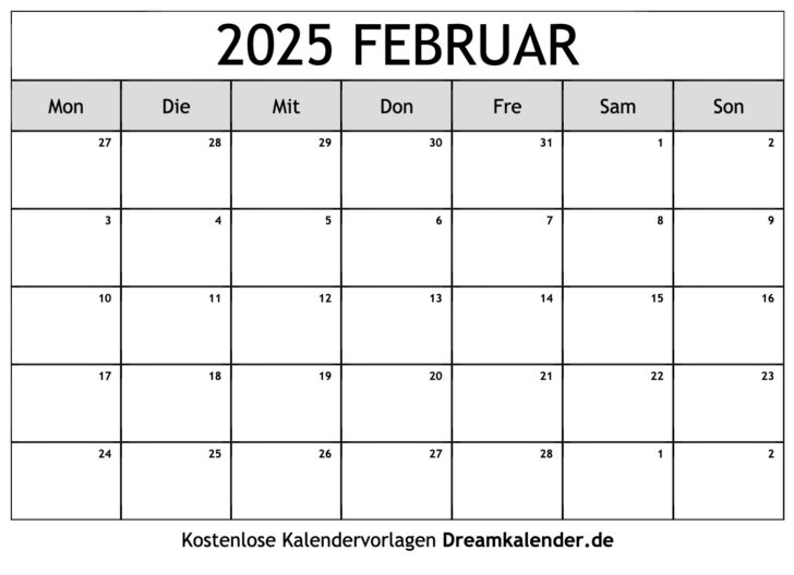 Kalender Für Februar 2025