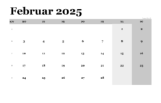 Kalender Februar 2025 Zum Ausdrucken (Pdf, Xls, Png) | Kalender Februar Gestalten 2025