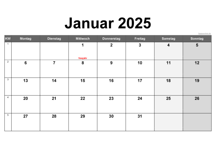 Kalender 2025 Januar Februar März