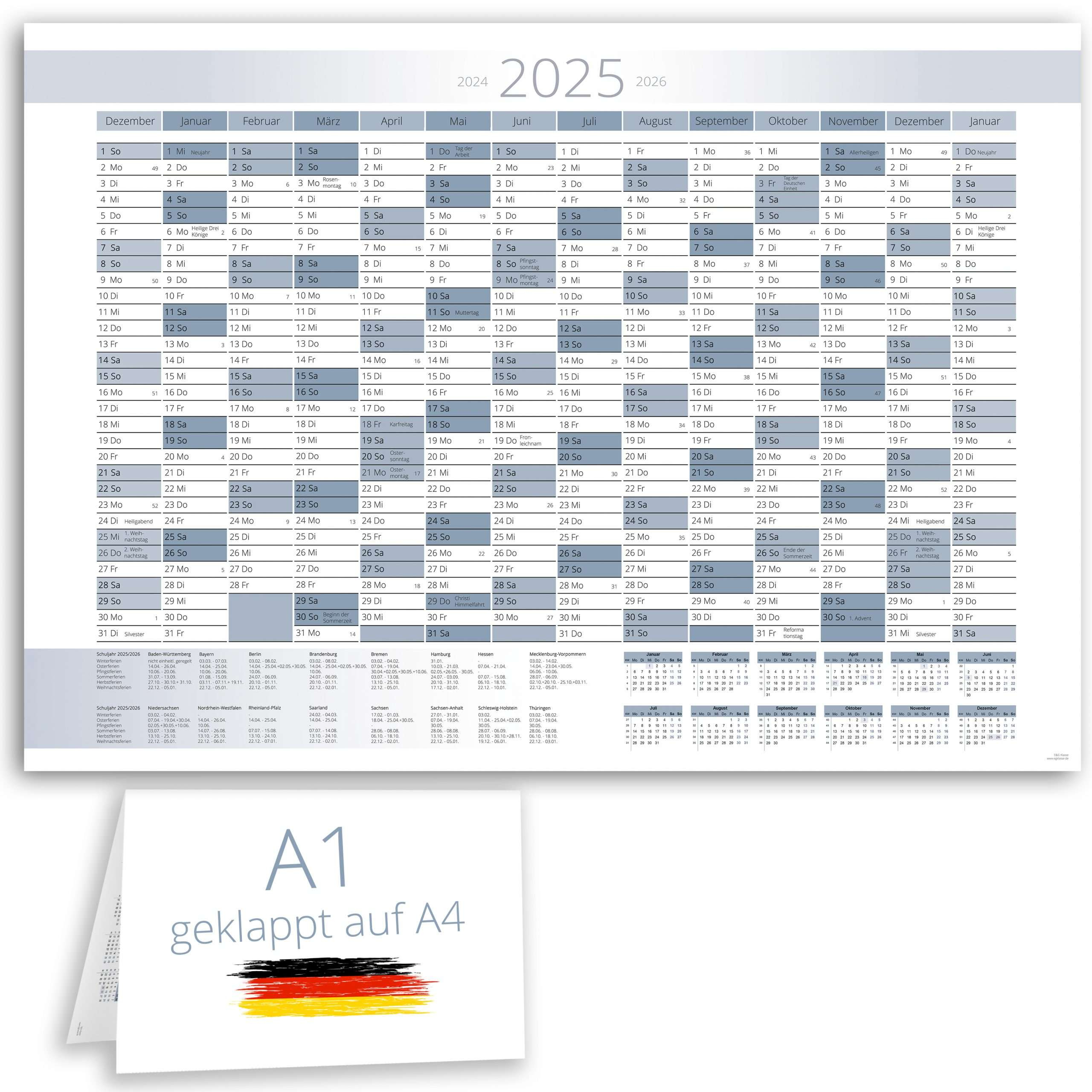 Xxl Jahreskalender 2025/2026 Jetzt Online Sichern I Egklasse | Amazon Kalender 2025