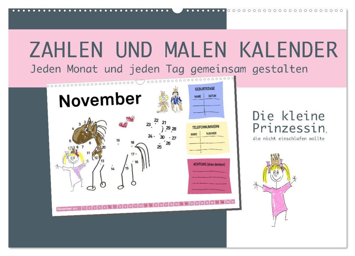 Zahlen Und Malen Kalender Mit Der Kleinen Prinzessin (Wandkalender 2025 Din A2 Quer), Calvendo Monatskalender - Wandkalender | Thalia | Februar Kalender Malen 2025