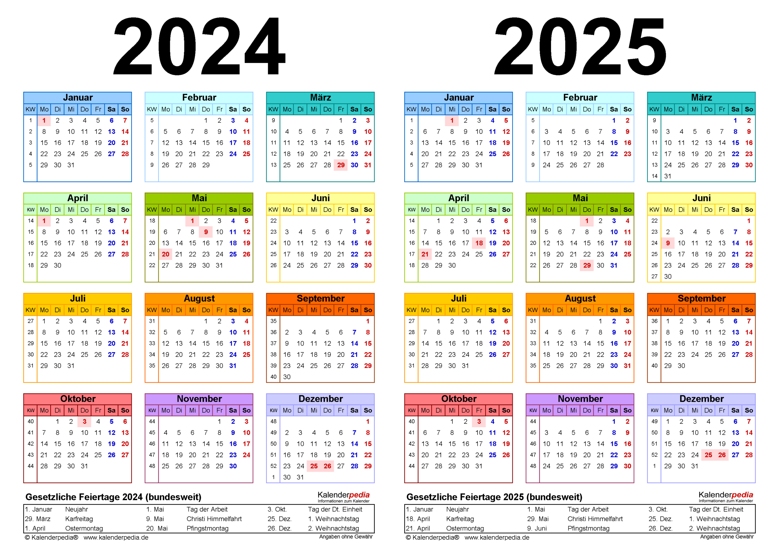 Zweijahreskalender 2024 Und 2025 Als Pdf-Vorlagen Zum Ausdrucken | Kalender Dezember 2024 Bis Februar 2025