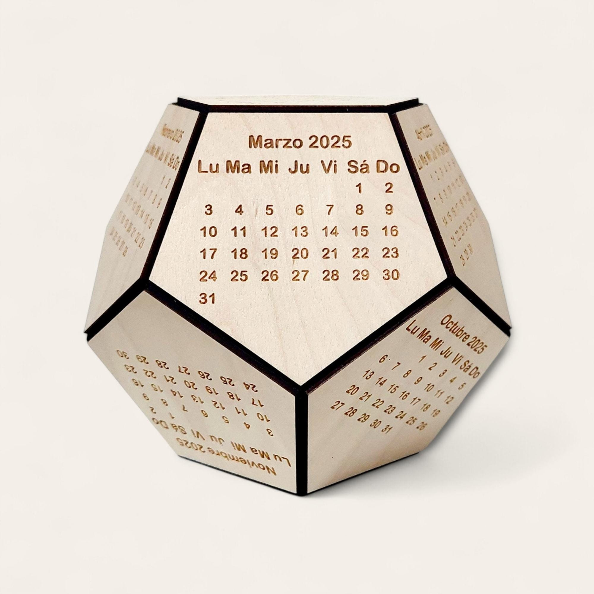 2026 3D-Kalender Aus Holz – Anpassbarer Dodekaeder – Einzigartiger | 3D Kalender 2026