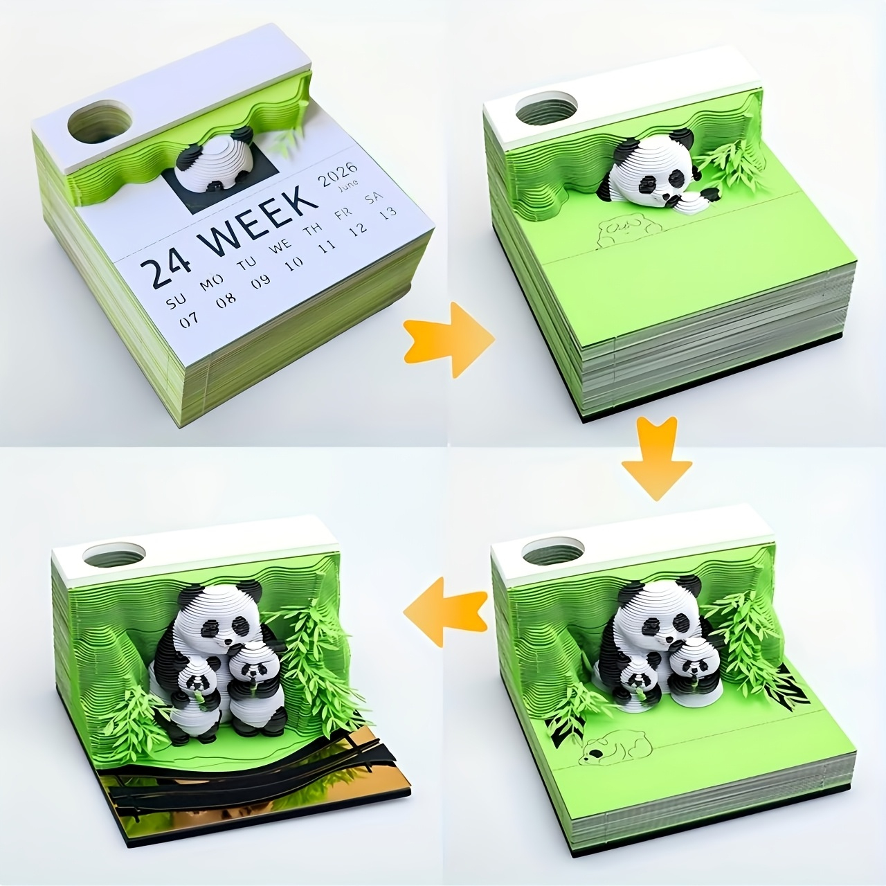 2026 3D Panda Kalender - Kreative Papier Skulptur Desktop Dekoration,  Künstlerischer Uhr Kalender, Einzigartiges 3D Panda Design Notebook  Inklusive | Smart Panda Kalender 2026