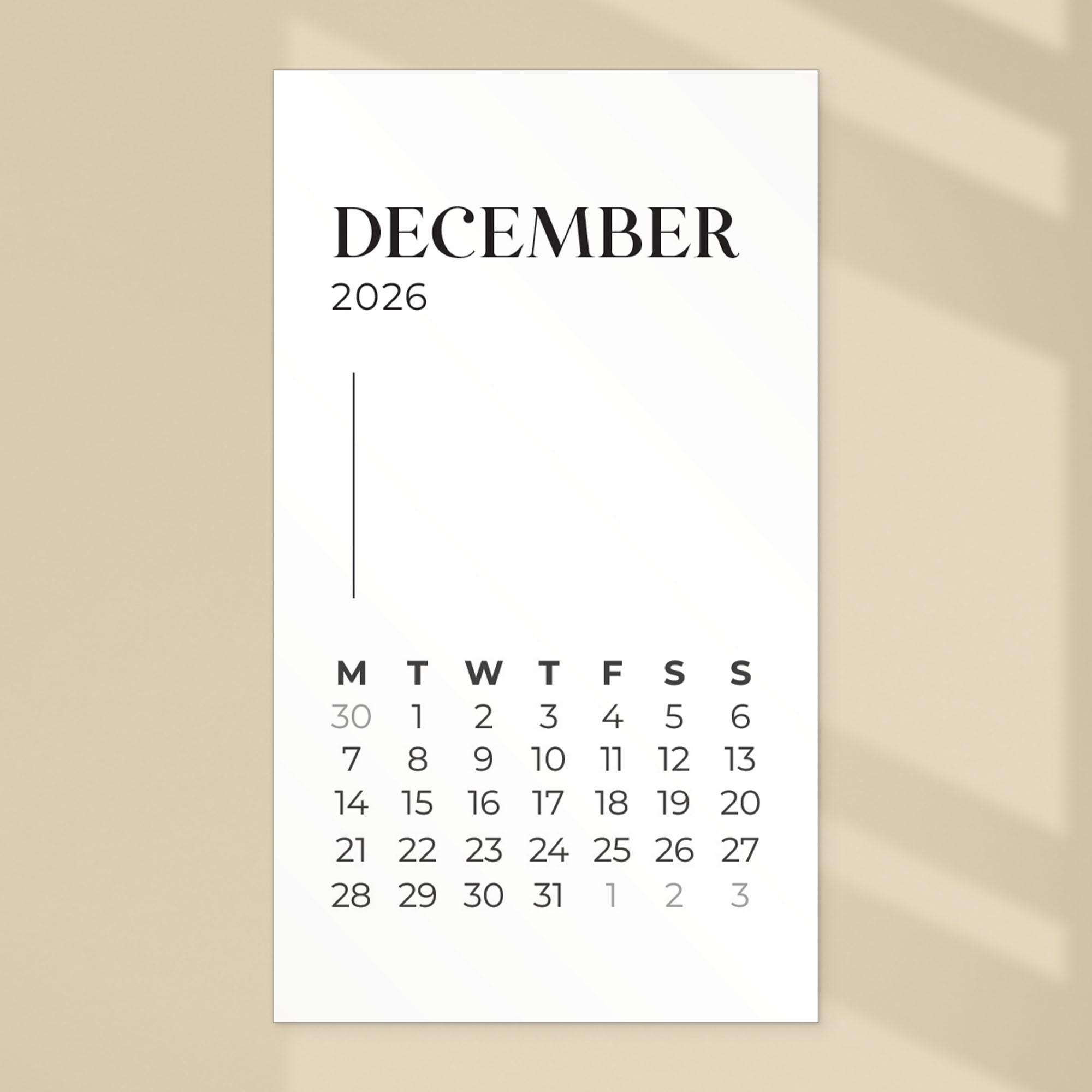 2026 Monatskalender Karten Orion | Horizontale Und Vertikale | Orion Kalender 2026