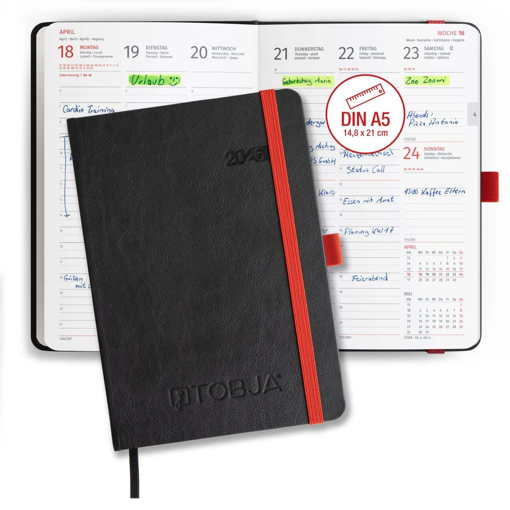 Buchkalender 2026 A5 1 Woche 2 Seiten | Halbstunden-Taktung | Kalender A5 – 1 Woche 2 Seiten 2026