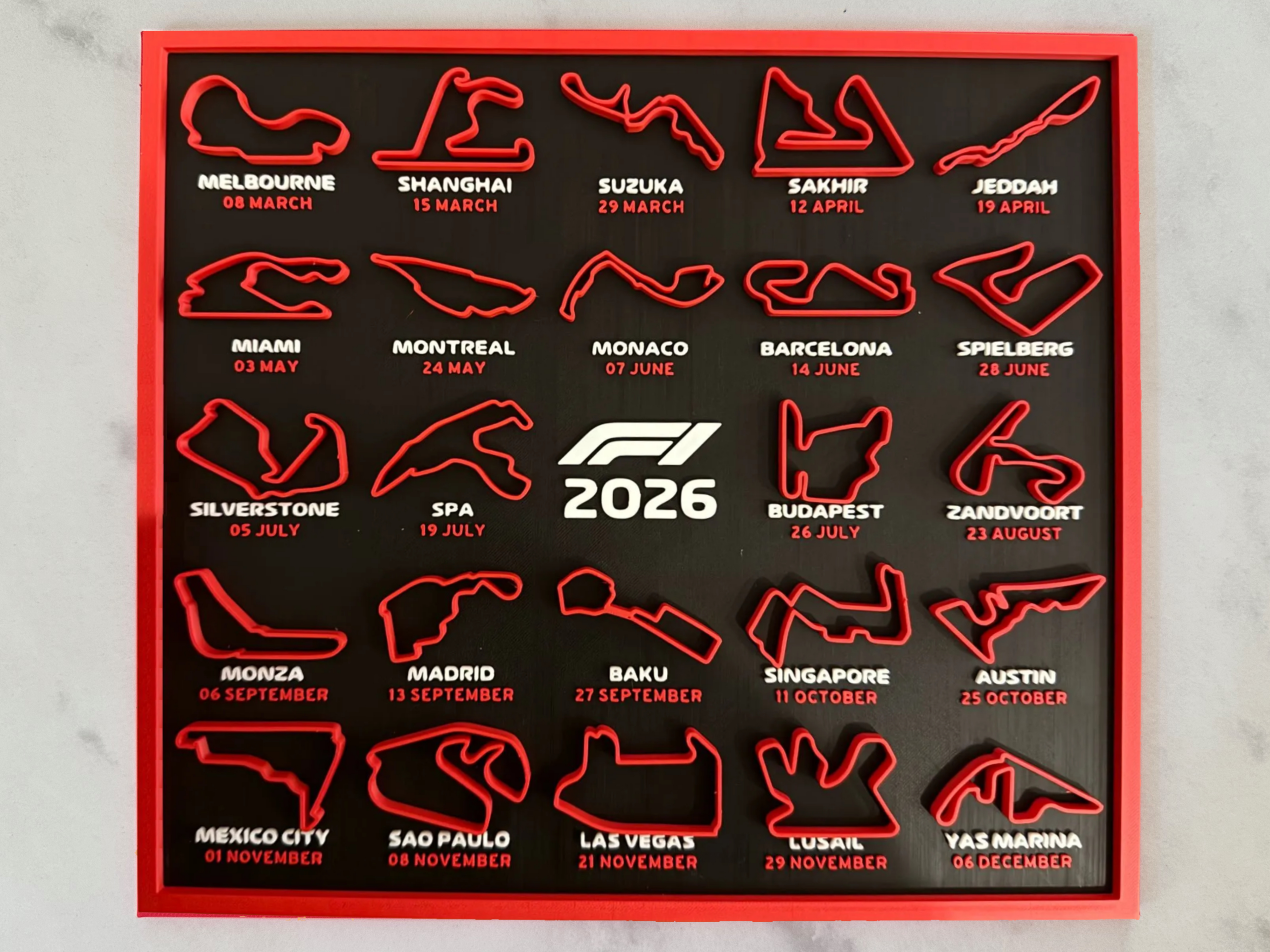 Formel-1-Kalender 2026 – Kostenloses 3D-Druckmodell – Makerworld | F1 Kalender 2026