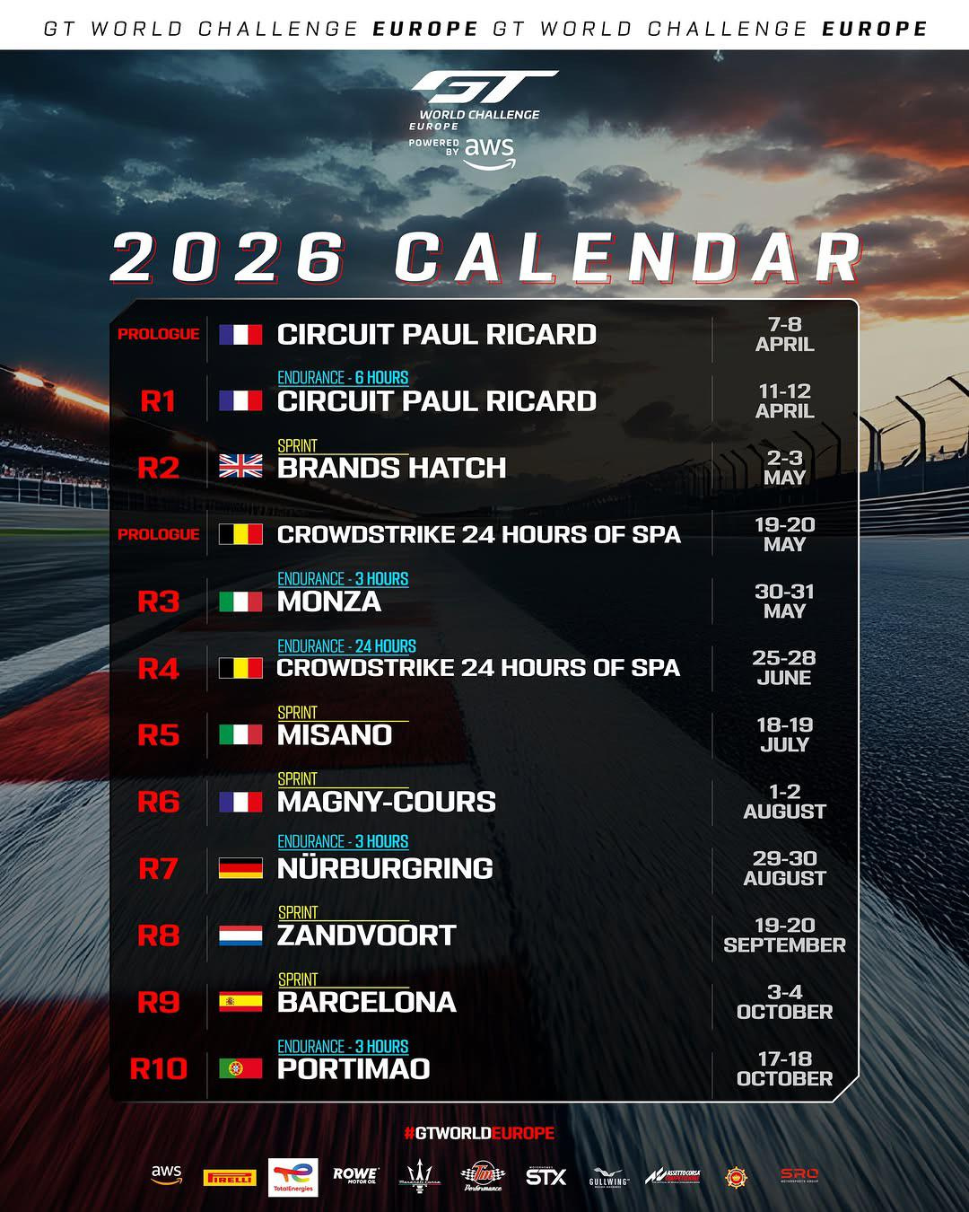 Gtwc Europe 2026 Kalender Mit Rennformaten : R/Wec | WEC Kalender 2026