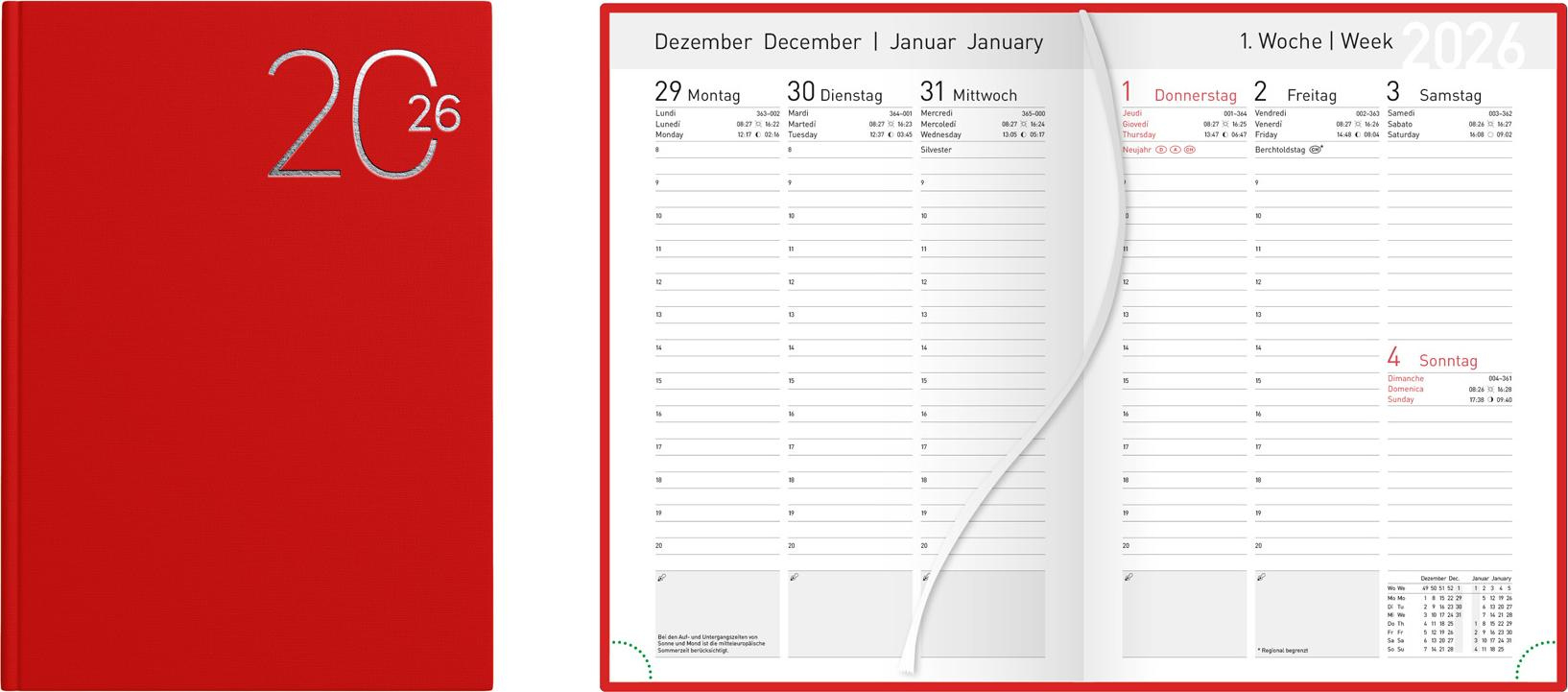 Idena Wochenkalender 2026 Rot Din A5 Terminkalender | Idena Kalender 2026