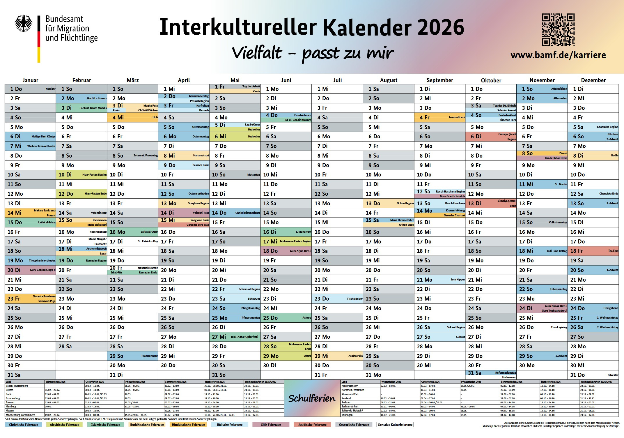 Interkultureller Kalender 2026 - Kulturshaker.de | Interkultureller Kalender 2026