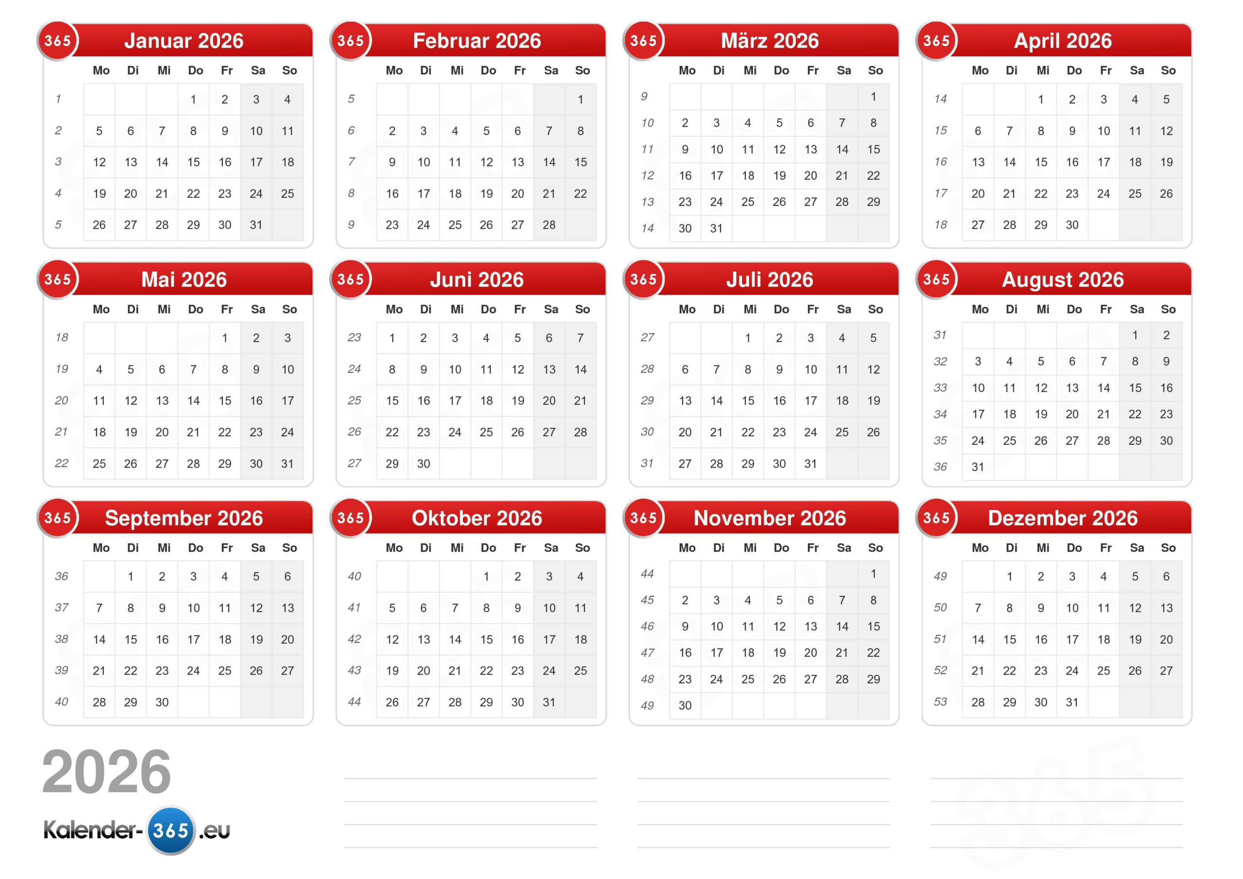 Kalender 2026 | Kalender 2026 Online