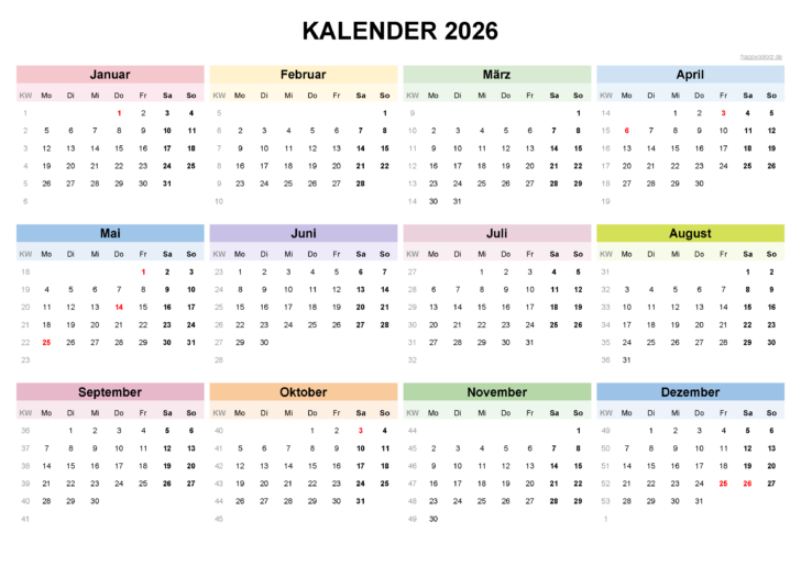 Kalender Ostern 2026