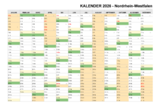 Kalender 2026 Nrw: Feiertage, Brückentage & Ferien [Pdf] | Kalender 2026 Schulferien