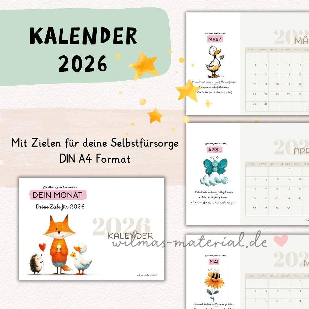 Kalender 2026 Zum Ausdrucken Pdf Von Wilma Wochenwurm | Kalender 2026 Kaufen