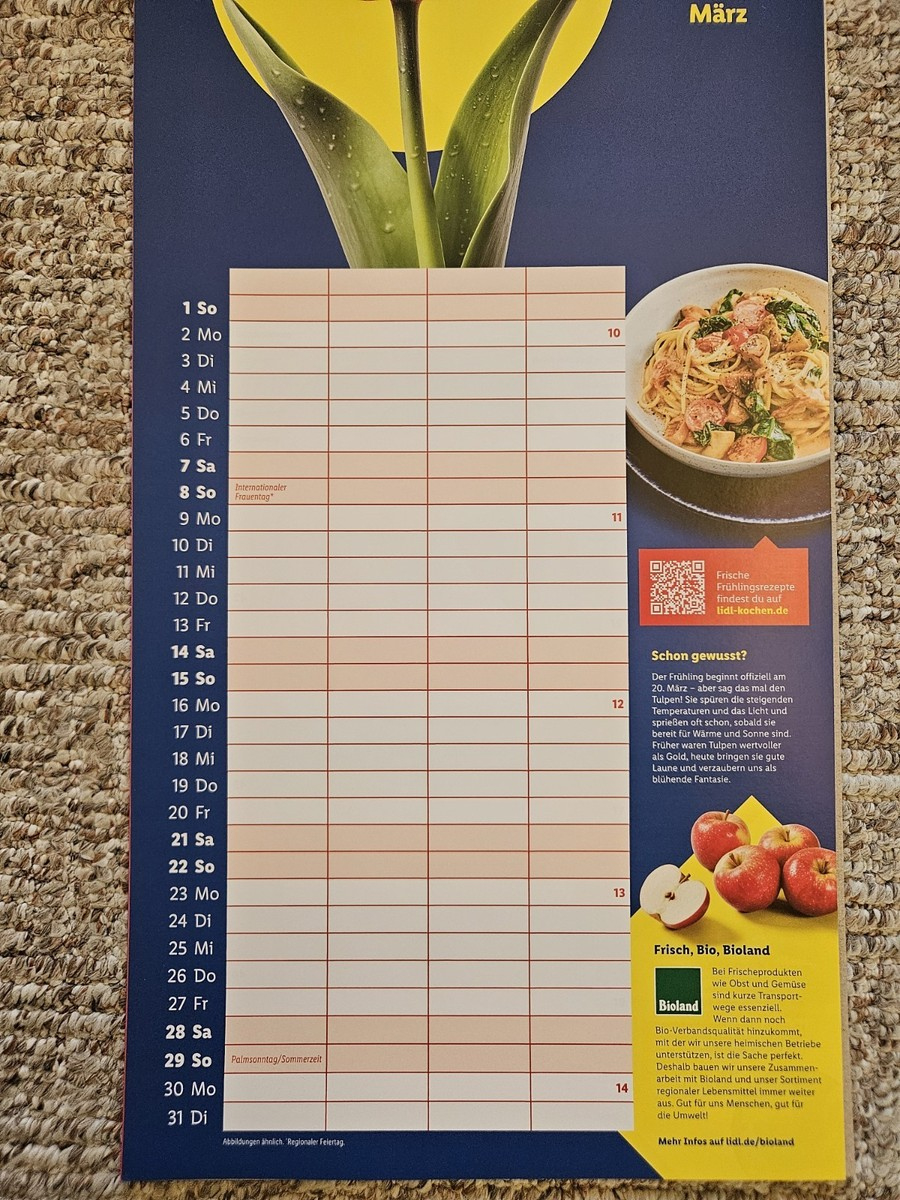Lidl Familienplaner 2026 Wandkalender Jahreskalender | Lidl Kalender 2026 Kostenlos