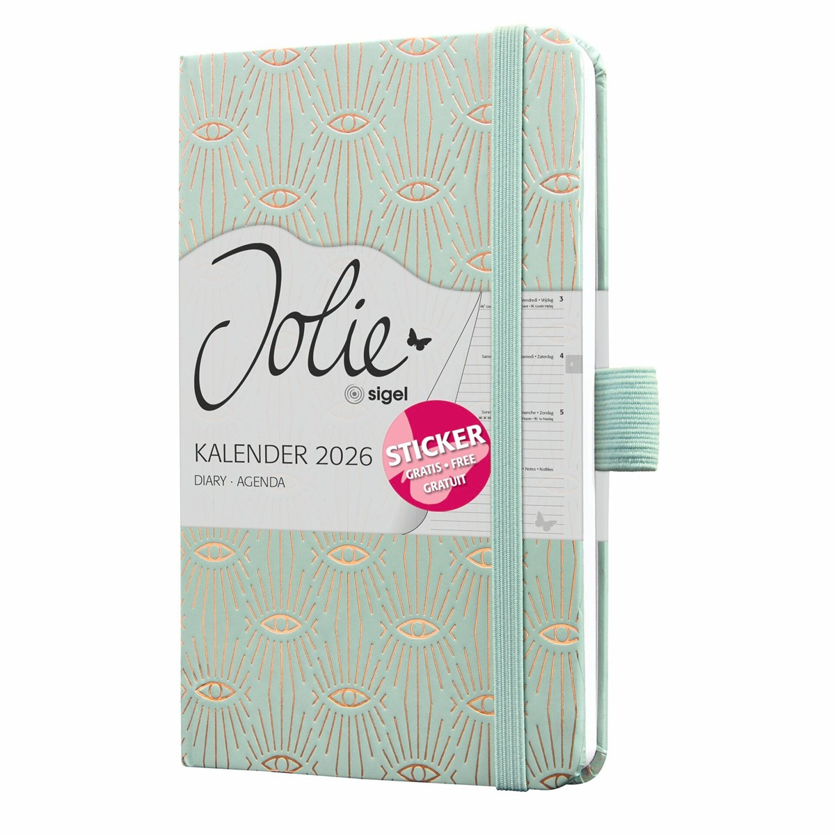 Sigel J6356 - Wochenkalender Jolie 2026, Ca. A6, Mystic Aquamarin | Jolie Kalender 2026