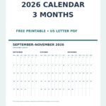 September October November 2026 Calendar Printable Pinterest calendar preview